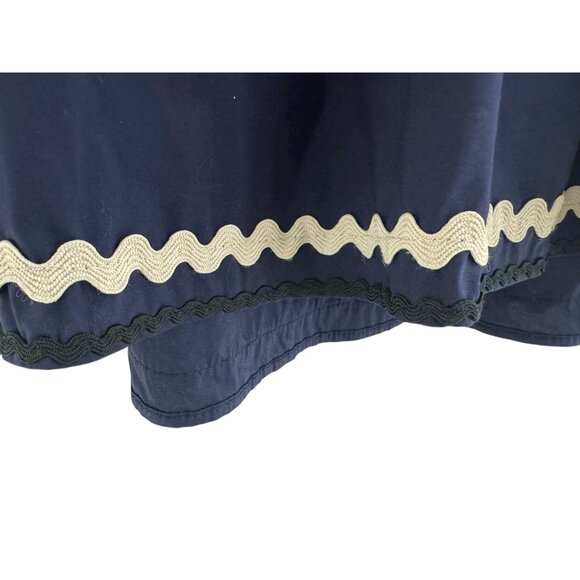 Vineyard Vines Ric Rac Bell Sleeve Blouse Navy Blue Size S Crop Cotton-Blend - Picture 5 of 7